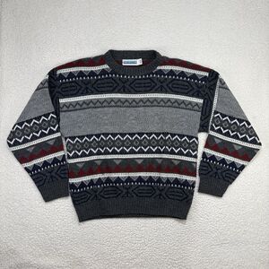 Vintage Jason Daniels Mens L Knit Fair Isle Jumper Sweater Made In USA Grandpa